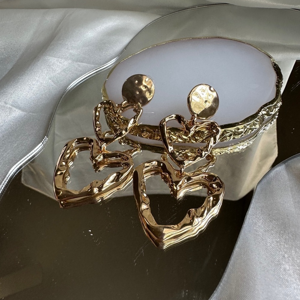 Zara 18K Gold color Heart Drop Earrings wedding